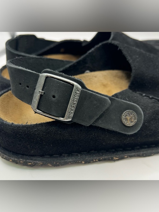 Birkenstock Men’s Black Suede Slip-On Clog with Metal Logo Button-Lutry, Size:11 main image 8